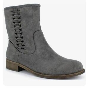 Womens Boots Dolce Mojo Jody Gray Suede Mid Block Heel Slip On Shoes size 7